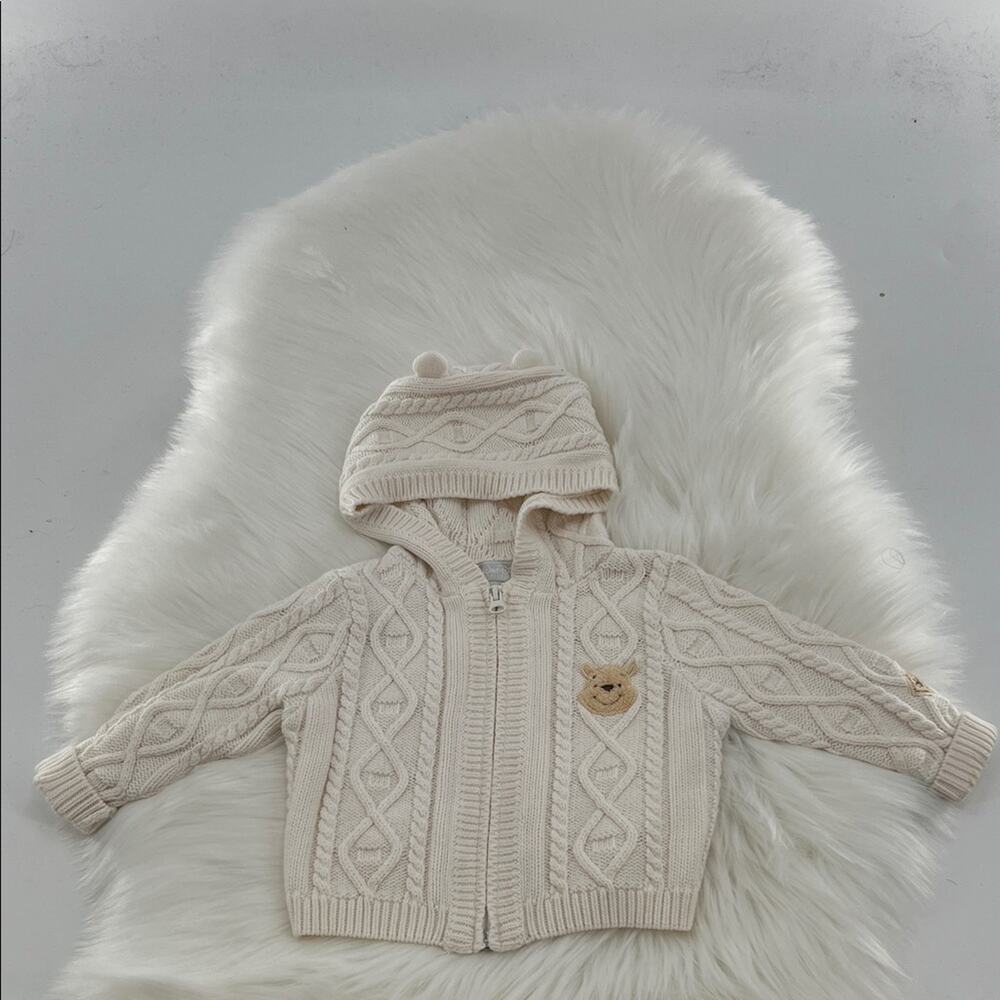 Walt Disney Collection Winnie the Pooh Cable Knit Sweater - Cream - 6-12 Mos